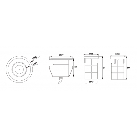 Lampa basenowa LED  PHJ-RC-SS62 3 Watt IP68  stal nierdz.